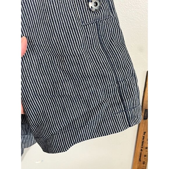 Retro Railroad Stripe Jacket XL Blue Utility Neutral Classic Chic Preppy 80s - Picture 11 of 12